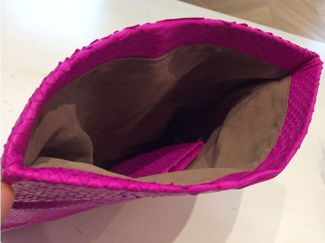 Autre Marque Pink Snakeskin Clutch Bag - view 3