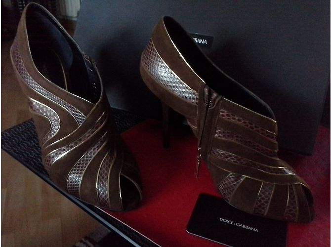 Dolce & Gabbana Stiefeletten Braun Leder und Python - Ansicht 3