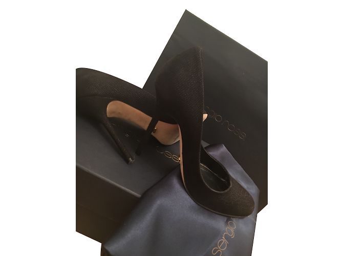 Décolleté Sergio Rossi Kalika in pelle nero argento 35.5 - vista 2