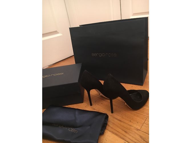 Décolleté Sergio Rossi Kalika in pelle nero argento 35.5 - vista 3