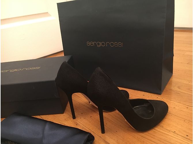 Décolleté Sergio Rossi Kalika in pelle nero argento 35.5 - vista 4
