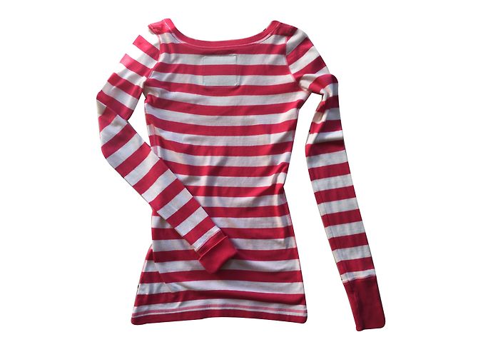 Camiseta Abercrombie & Fitch Fucsia a Rayas de Algodón - vista 2