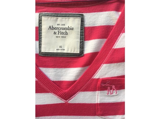 Camiseta Abercrombie & Fitch Fucsia a Rayas de Algodón - vista 3