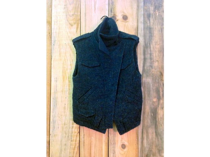 Isabel Marant Estelle Tweed Wollweste Mitternachtsblau - Ansicht 3