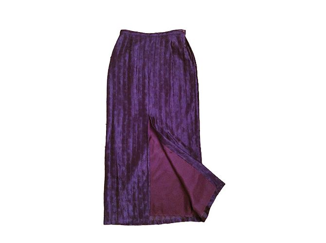 Autre Marque Falda larga Caractère de lino con damasco rojo oscuro Burdeos - vista 2