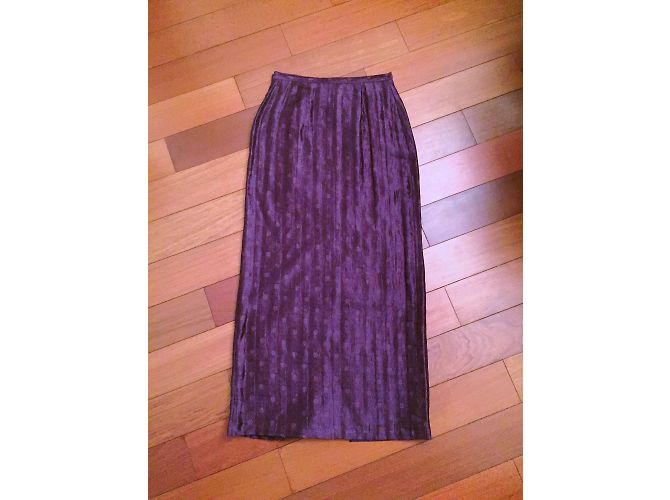 Autre Marque Falda larga Caractère de lino con damasco rojo oscuro Burdeos - vista 3