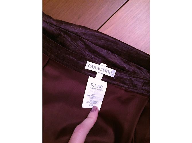 Autre Marque Falda larga Caractère de lino con damasco rojo oscuro Burdeos - vista 4