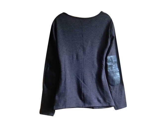 Max Mara Pullover Braun aus Wolle mit Lederarmbändern M - Ansicht 2