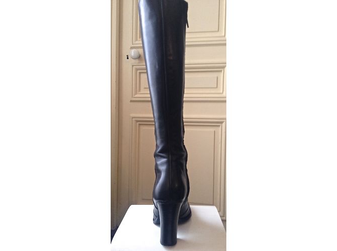 Ralph Lauren Black Leather Boots 9 cm Heel - view 3