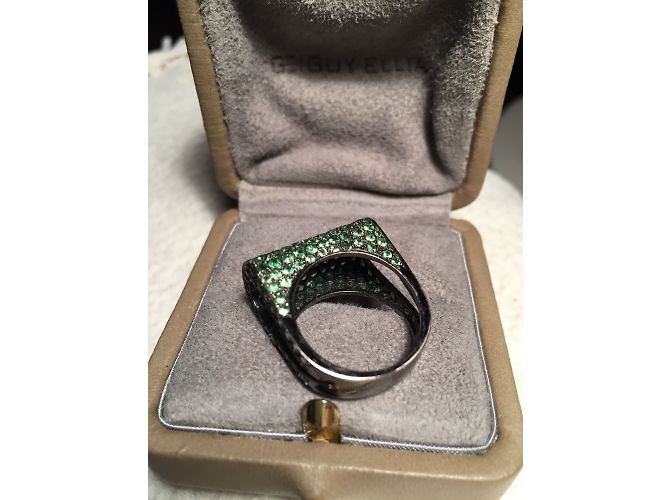 Autre Marque Anello Guy Ellia in oro nero 18k e tsavoriti verdi Verde oliva - vista 4