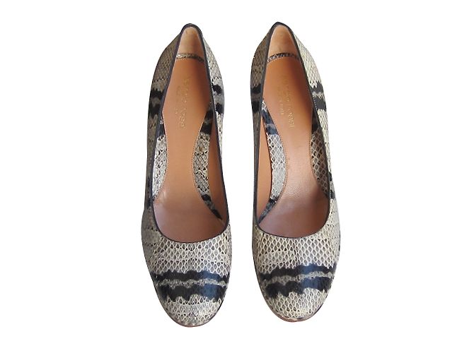 Sergio Rossi Leder Pumps Schlangenmuster Grau - Ansicht 2