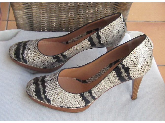 Sergio Rossi Leder Pumps Schlangenmuster Grau - Ansicht 3