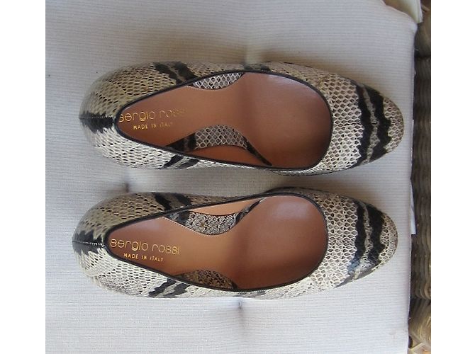 Sergio Rossi Leder Pumps Schlangenmuster Grau - Ansicht 6