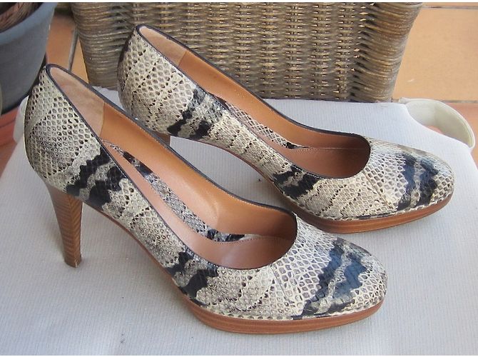 Sergio Rossi Leder Pumps Schlangenmuster Grau - Ansicht 7