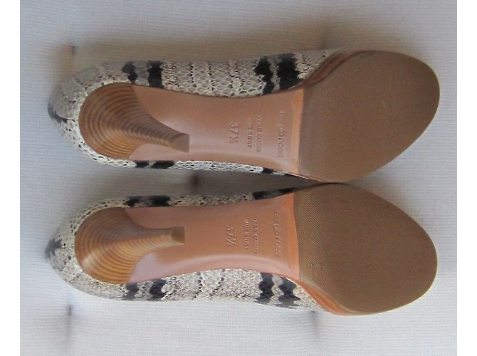 Sergio Rossi Leder Pumps Schlangenmuster Grau - Ansicht 8