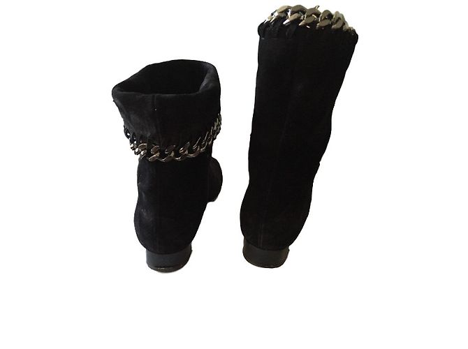 Stivaletti Casadei in pelle di cervo nera 37 Nero - vista 2