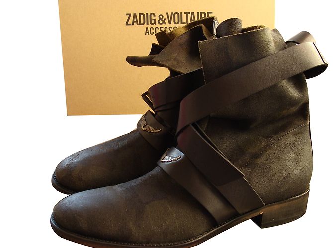 Zadig & Voltaire Bikers Boots Leder Camouflage Grün - Ansicht 2