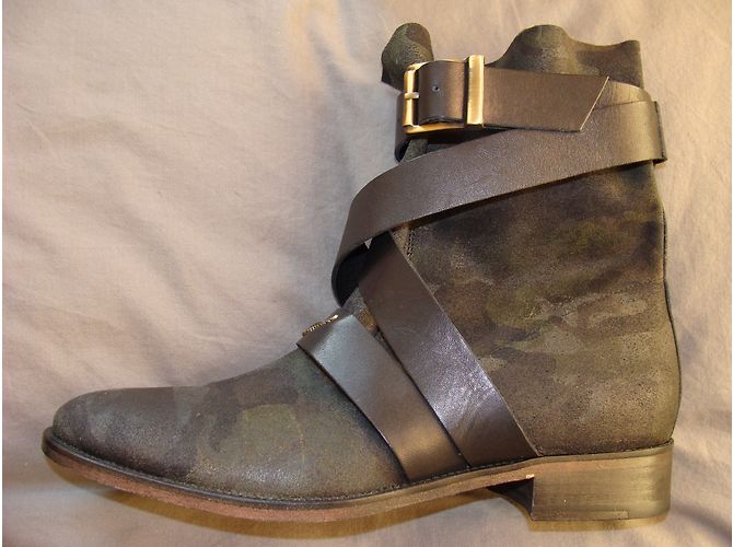 Zadig & Voltaire Bikers Boots Leder Camouflage Grün - Ansicht 3