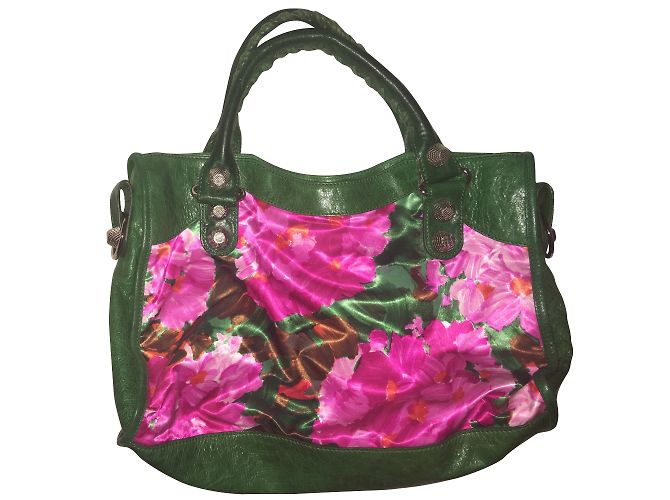 Borsa Balenciaga Rosa e Verde in Pelle e Tessuto - vista 2