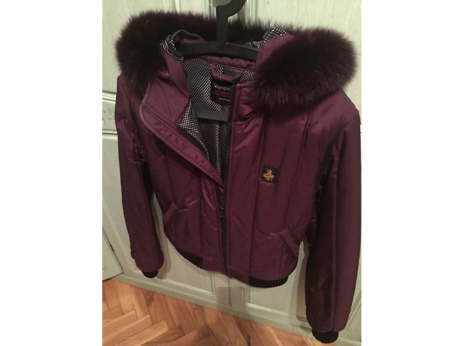 Autre Marque Giacca Refrigiwear con collo di volpe viola Porpora Prugna - vista 4