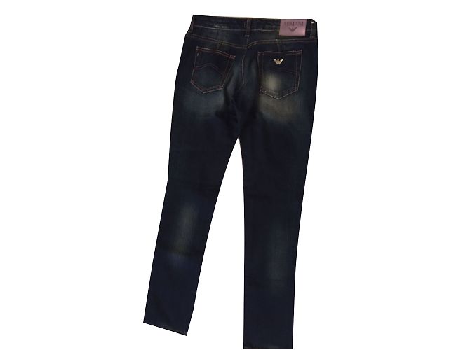 Vaqueros Armani Jeans Azules de Denim con Logo de Strass - vista 2
