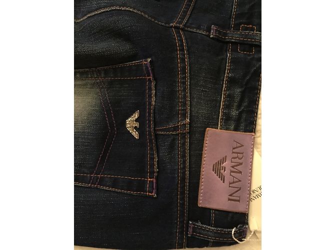 Vaqueros Armani Jeans Azules de Denim con Logo de Strass - vista 3