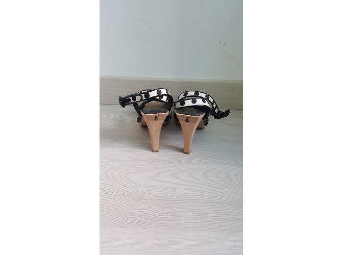 Sandali Yves Saint Laurent Tela Beige e Macchie Nere 36 - vista 6