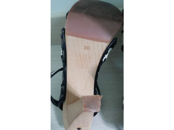 Sandali Yves Saint Laurent Tela Beige e Macchie Nere 36 - vista 9
