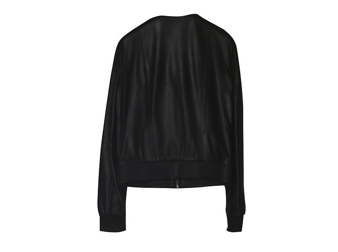 Mango Lederjacke schwarz mit Kaninchenfell - Ansicht 2