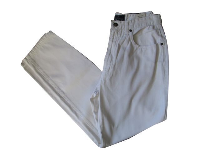 Pantalones Trussardi Jeans blancos de algodón de talle alto - vista 2