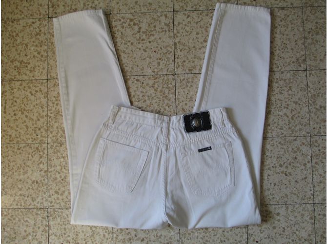 Pantalones Trussardi Jeans blancos de algodón de talle alto - vista 3