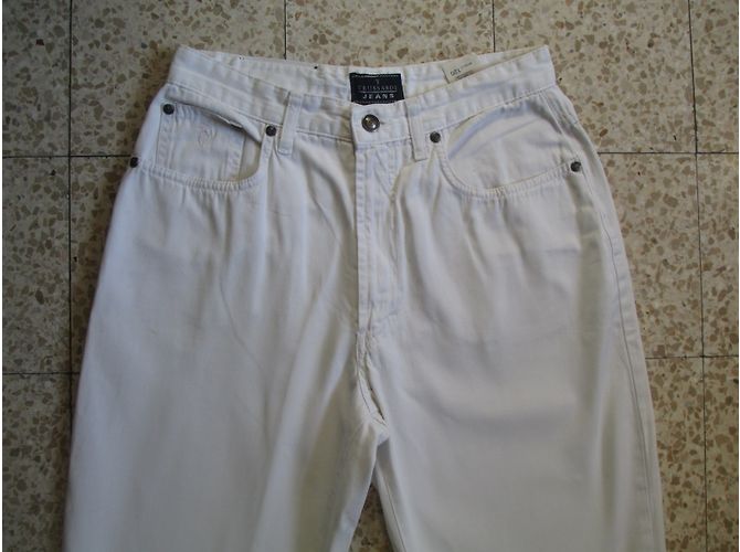 Pantalones Trussardi Jeans blancos de algodón de talle alto - vista 4