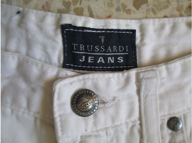 Pantalones Trussardi Jeans blancos de algodón de talle alto - vista 5