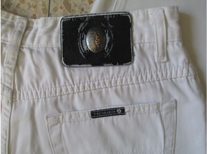 Pantalones Trussardi Jeans blancos de algodón de talle alto - vista 6