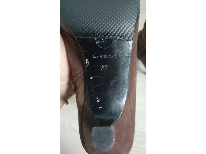 Botines Chanel Marrones de Terciopelo y Cuero 37 Castaño - vista 7