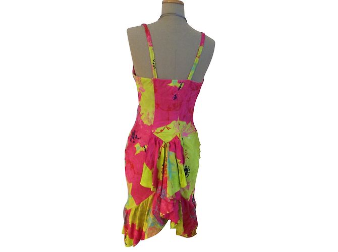 Abito in seta rosa e giallo Christian Lacroix - vista 2