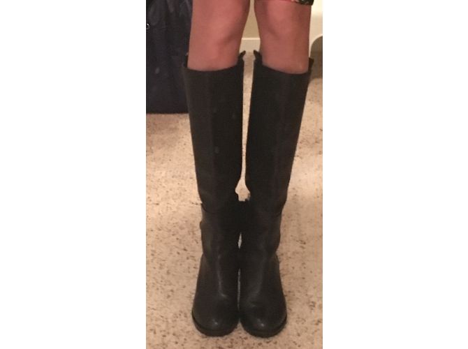 Max Mara Black Leather Knee High Boots - view 6