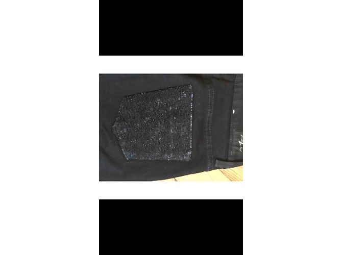 7 For All Mankind Vaqueros Roxanne Negros con Lentejuelas - vista 4
