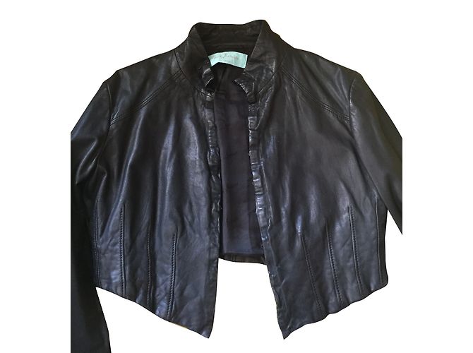 Guess by Marciano Jacke aus schwarzem Lammleder kurz - Ansicht 2