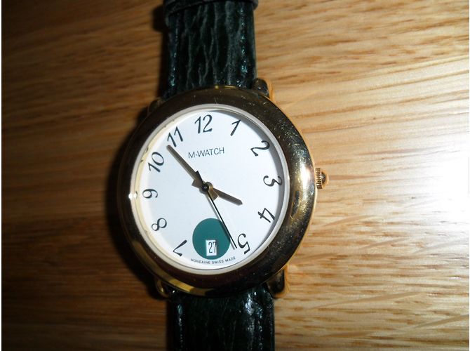 Autre Marque Relógio Mondaine M-watch Ouro e Verde Aço 37mm - vista 4