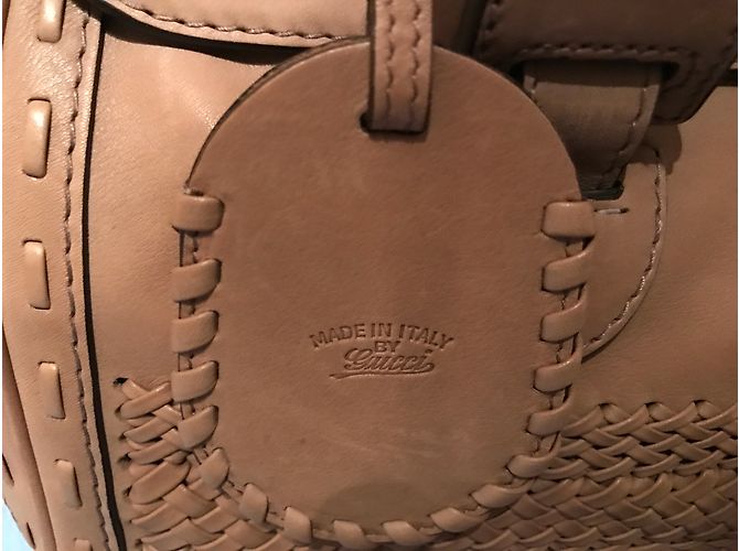 Borsa Gucci in pelle beige - vista 7