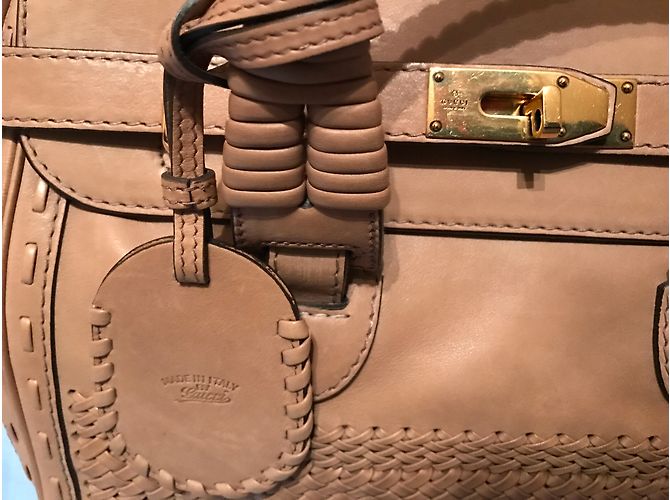 Borsa Gucci in pelle beige - vista 8