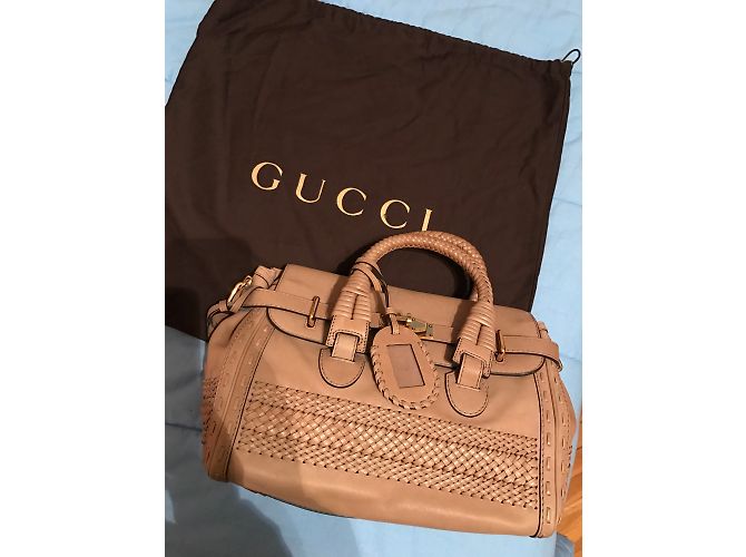 Borsa Gucci in pelle beige - vista 9