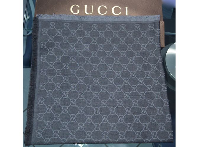 sciarpa stola nuova gucci grigio scuro - vista 5