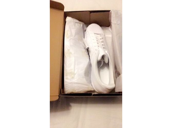 Adidas Superstar Sneakers in Pelle Bianca Bianco - vista 4