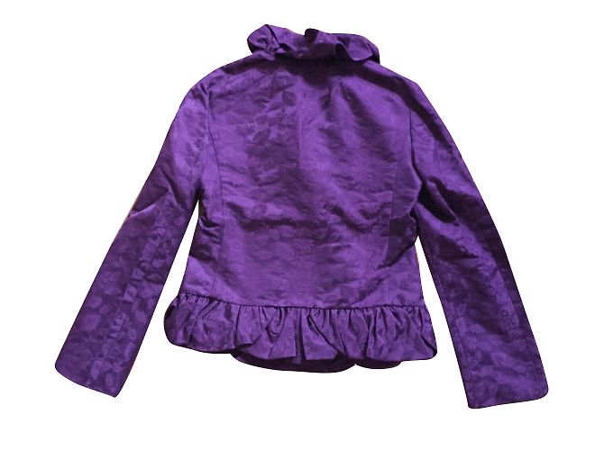 Chaqueta corta Alberta Ferretti de algodón damasco morado 38 Púrpura - vista 2