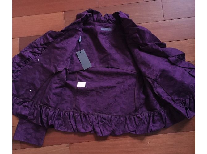 Chaqueta corta Alberta Ferretti de algodón damasco morado 38 Púrpura - vista 3