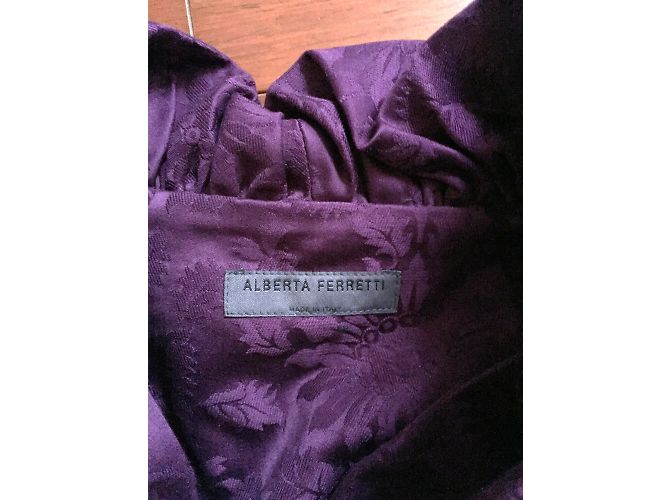 Chaqueta corta Alberta Ferretti de algodón damasco morado 38 Púrpura - vista 4