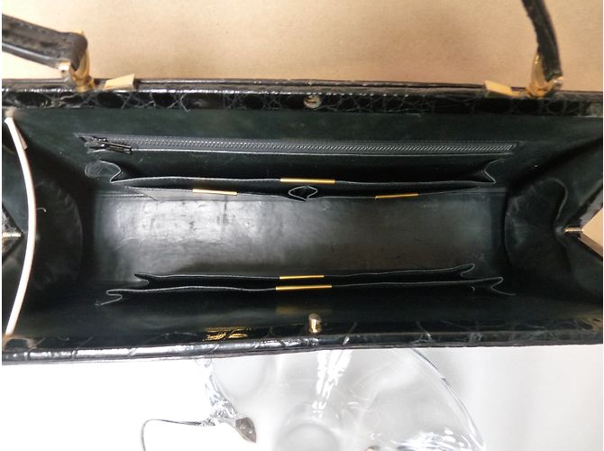 Borsa a mano in coccodrillo nero inconnue - vista 4