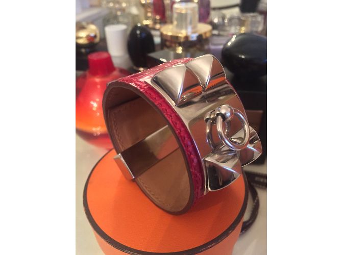 Bracciale Hermès Collier de Chien in pelle di alligatore rosso - vista 8